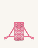 Aylin Knitted Phone Bag - Pink & Hot Pink