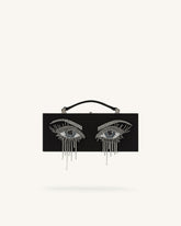 Vera Bead Decoration Rectangular Clutch Bag - Black