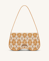 Becci Knitted Shoulder Bag - Orange & Ivory & Brown