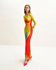 Lily Illusion Print Dress - Multicolor