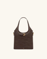 Brooke Mini Belted Embellished Top Handle Bag - Dark Brow