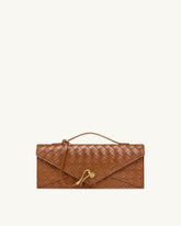Celeste Woven Textured Envelope Top Handle Bag - Brown