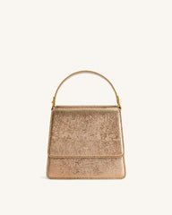 FAE Metallic Top Handle Crossbody - Ancient Gold Lizard
