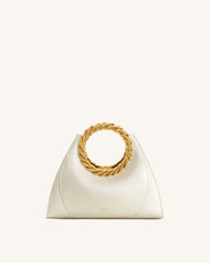 Amiya Leaf Handle Sculpture Bag - White
