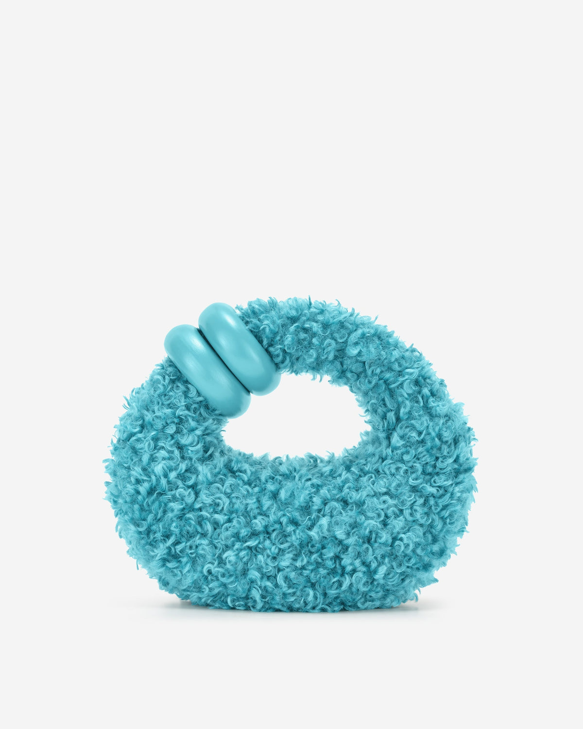 Abacus Faux Fur Top Handle Bag - Lake Blue