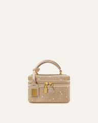 Cleo Artificial Crystal Box Shape Top Handle Bag - Champagne
