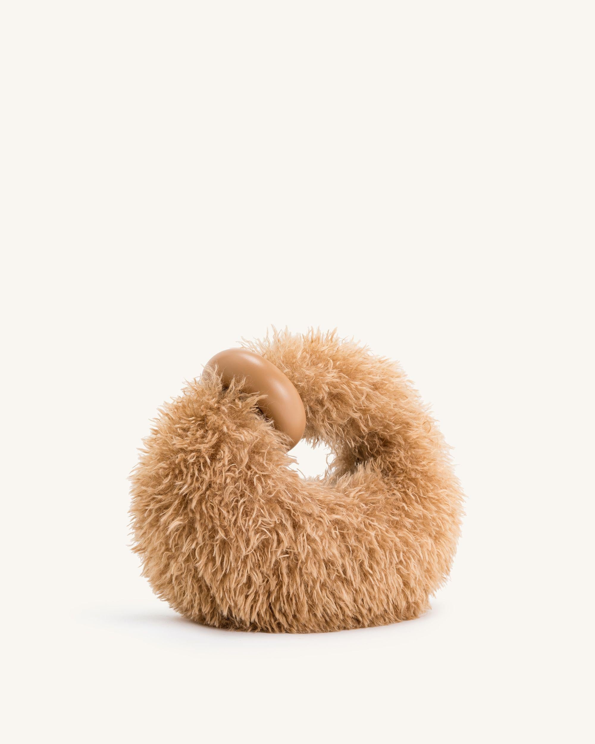 Abacus Faux Fur Mini Top Handle Bag - Yellow Brown