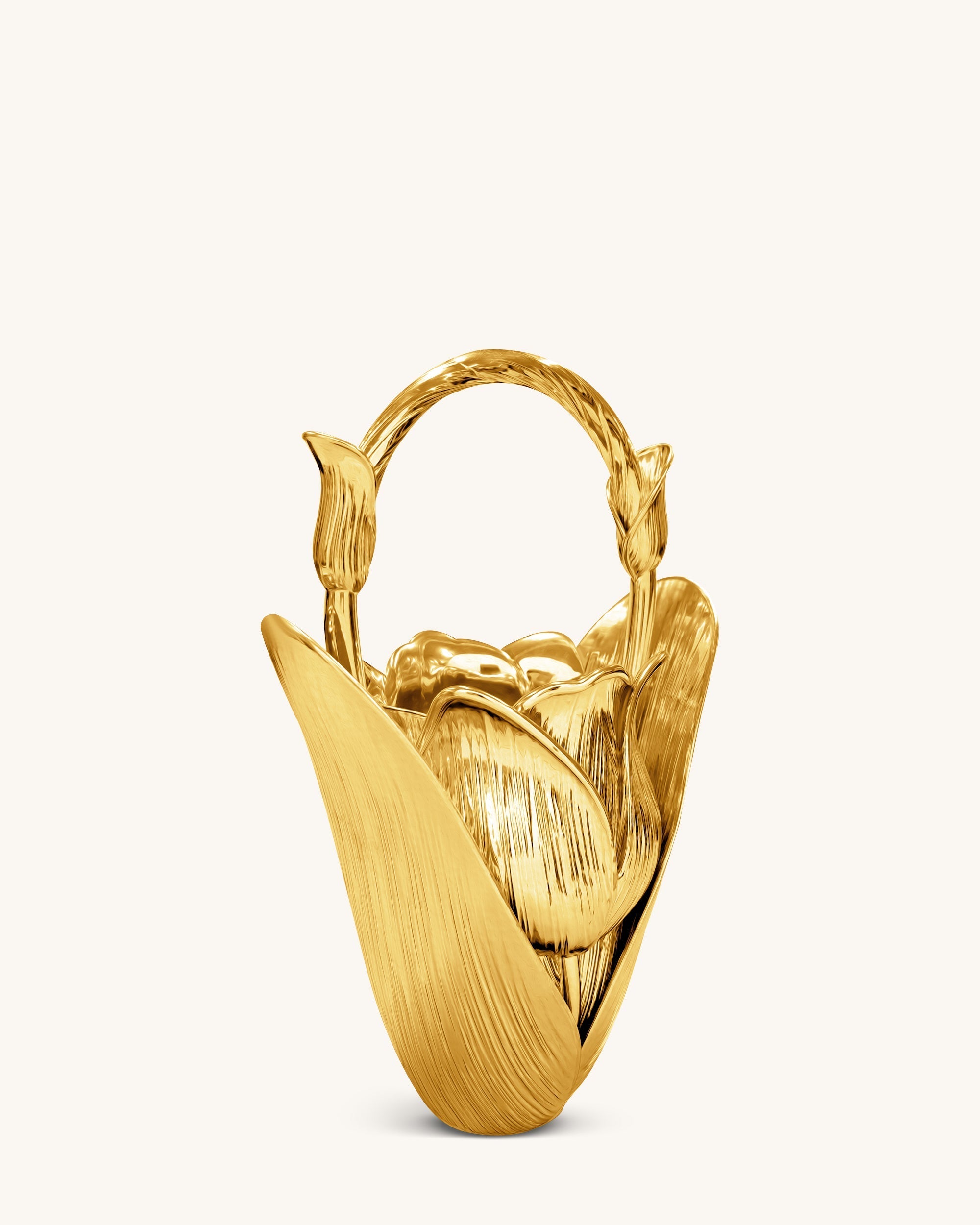 Ella Tulip Vase Top Handle Bag - Gold