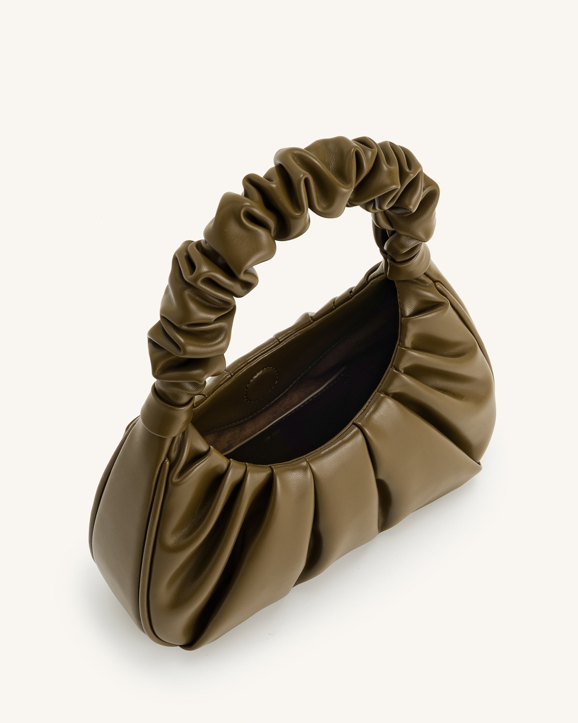 Gabbi Ruched Hobo Handbag - Dark Olive